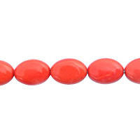 Coral Quartz Glass Beads - Flat Oval - 10x14mm - 16-inch - unbranded beads for jewelry making