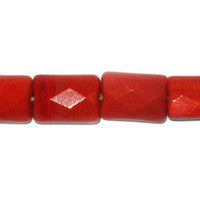 Coral Quartz Glass Beads - Faceted Rectangle - 13x18mm - 16-inch - unbranded beads for jewelry making