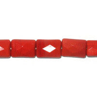 Coral Quartz Glass Beads - Faceted Rectangle - 10x14mm - 16-inch - unbranded beads for jewelry making