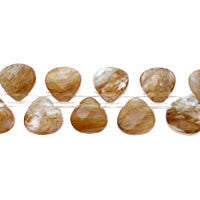 Coffee Quartz Glass Beads - Faceted Flat Heart Briolette - 10x10mm - 16-inch - unbranded beads for jewelry making