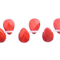Coral Quartz Glass Beads - Faceted Flat Briolette - 10x14mm - 16-inch - unbranded beads for jewelry making