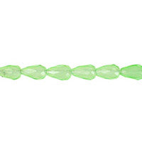 Green Jade Quartz Glass Beads - Light Green Jade Quartz Faceted Briolette Vertical Drilled - 6x9mm - 16-inch - unbranded beads for jewelry making