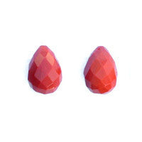 Coral Quartz Glass Beads - Faceted Briolette - 13x18mm - 16-inch - unbranded beads for jewelry making
