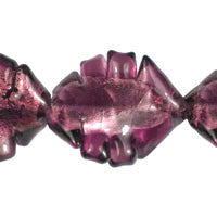 Lampwork Foil Glass Heart & Leaf Beads - Twisted Leaf - Purple - 25x30mm 16-inch - unbranded beads for jewelry making