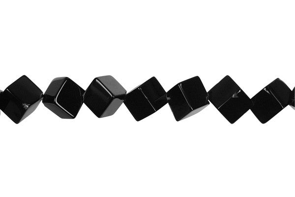 Black Onyx Beads - Cube (Corner Drilled) - 12x12mm - 16-inch - unbranded beads for jewelry making