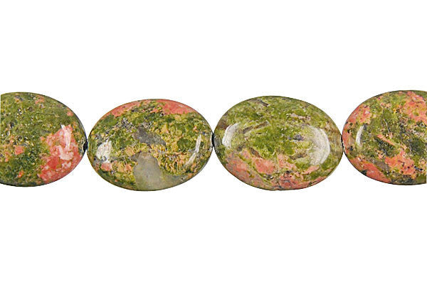 Unakite Beads - Brazil) Flat Oval - 13x18mm - 16-inch - unbranded beads for jewelry making