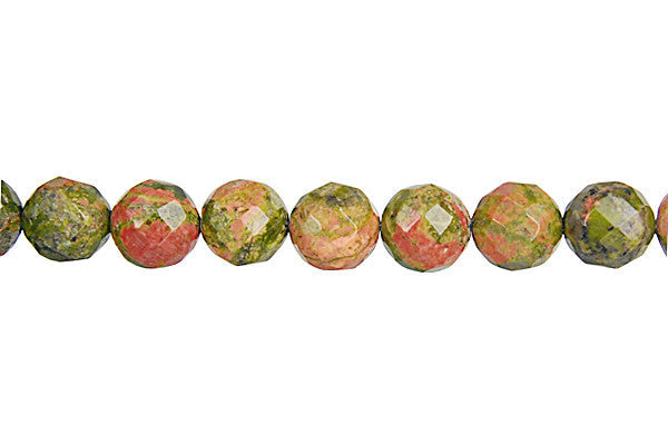 Unakite Beads - Brazil) Faceted Round - 8mm - 16-inch - unbranded beads for jewelry making