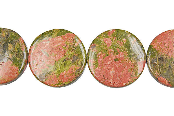 Unakite Beads - Brazil) Coin - 20x20mm - 16-inch - unbranded beads for jewelry making