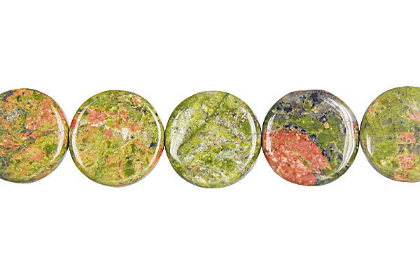Unakite Beads - Brazil) Coin - 14x14mm - 16-inch - unbranded beads for jewelry making