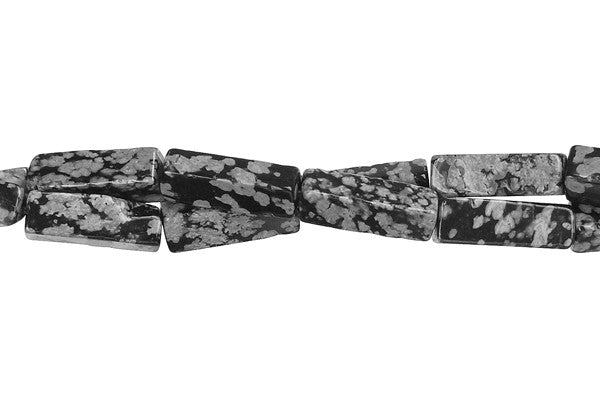 Snowflake Obsidian Beads - Square Tube - 4x13mm - 16-inch - unbranded beads for jewelry making