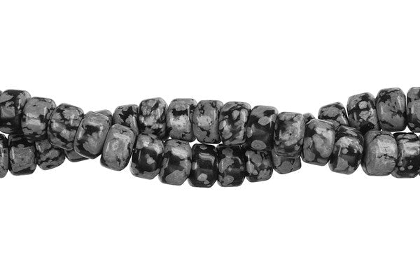 Snowflake Obsidian Beads - Puffy Disc - 4x6mm - 16-inch - unbranded beads for jewelry making