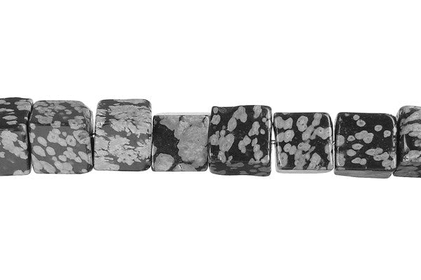 Snowflake Obsidian Beads - Cube - 8x8mm - 16-inch - unbranded beads for jewelry making