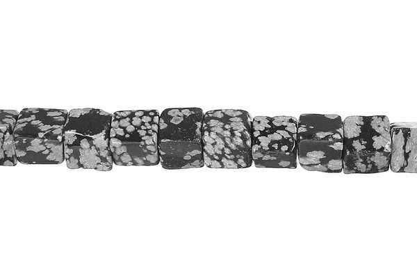 Snowflake Obsidian Beads - Cube - 6x6mm - 16-inch - unbranded beads for jewelry making
