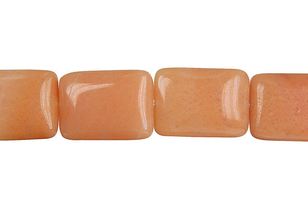 Peach Aventurine Beads - Flat Rectangle - 13x18mm - 16-inch - unbranded beads for jewelry making
