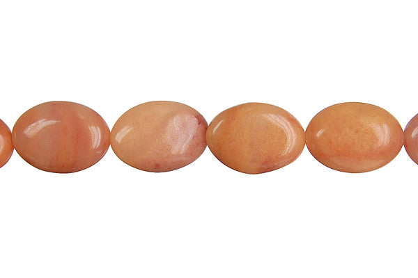 Peach Aventurine Beads - Flat Oval - 10x14mm - 16-inch - unbranded beads for jewelry making