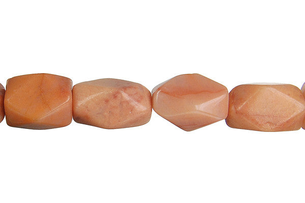 Peach Aventurine Beads - Faceted Nugget - 10x14mm - 16-inch - unbranded beads for jewelry making