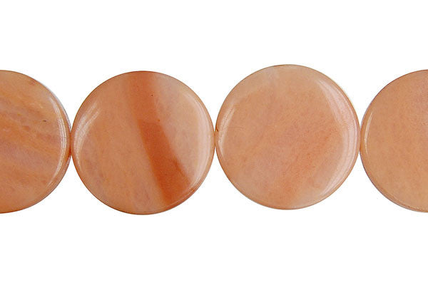 Peach Aventurine Beads - Coin - 20x20mm - 16-inch - unbranded beads for jewelry making