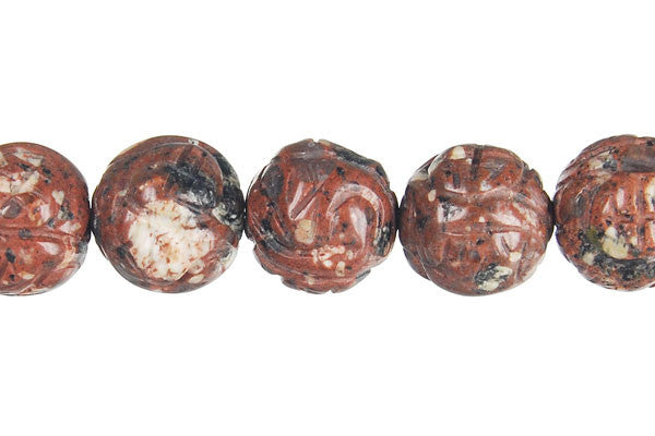 Mica Quartz Beads - Carved Royal (Round) - 12mm - 16-inch - unbranded beads for jewelry making