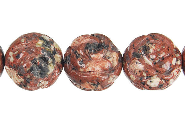 Mica Quartz Beads - Carved Rose (Round) - 16mm - 16-inch - unbranded beads for jewelry making
