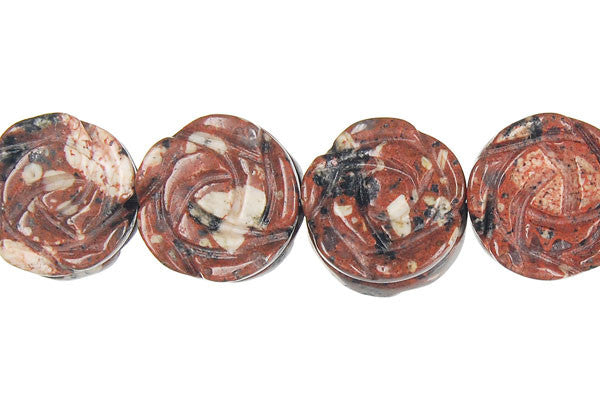 Mica Quartz Beads - Carved Rose (Coin) - 14mm - 16-inch - unbranded beads for jewelry making