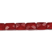 Garnet Quartz Glass Beads - Faceted Rectangle - 10x14mm - 16-inch - unbranded beads for jewelry making