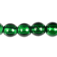 Lampwork Foil Glass Round & Coin Beads - Round - Emerald - 14mm 16-inch - unbranded beads for jewelry making