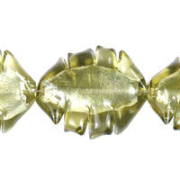 Lampwork Foil Glass Heart & Leaf Beads - Twisted Leaf - Olivine - 25x30mm 16-inch - unbranded beads for jewelry making