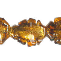Lampwork Foil Glass Heart & Leaf Beads - Twisted Leaf - Amber - 25x30mm 16-inch - unbranded beads for jewelry making
