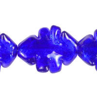 Lampwork Foil Glass Heart & Leaf Beads - Twisted Leaf - Cobalt - 25x30mm 16-inch - unbranded beads for jewelry making