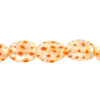 Millefiori Glass Beads - (Orange Daisy Flat Oval - 10x14mm - 16-inch - unbranded beads for jewelry making