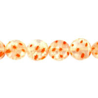 Millefiori Glass Beads - (Orange Daisy Coin - 12x12mm - 16-inch - unbranded beads for jewelry making