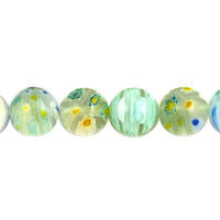 Millefiori Glass Beads - (Spring Meadow Round - 12mm - 16-inch - unbranded beads for jewelry making