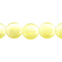 Cat's Eye Fiber Optic Glass Coin & Round Beads - Yellow - Coin - 14x14mm - 16-inch | SKU 97025 - unbranded beads for jewelry making