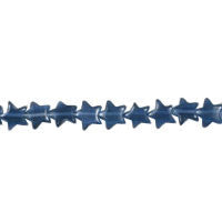 Cat's Eye Fiber Optic Glass Star Beads - Midnight Blue Star - 7x7mm - 16-inch - unbranded beads for jewelry making