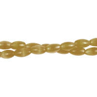 Cat's Eye Fiber Optic Glass Oval, Rice & Tube Beads - Brown Rice - 4x6mm - 16-inch - unbranded beads for jewelry making