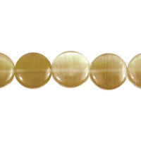 Cat's Eye Fiber Optic Glass Coin & Round Beads - Ivory - Coin - 14x14mm - 16-inch - unbranded beads for jewelry making