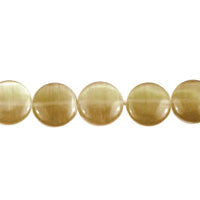 Cat's Eye Fiber Optic Glass Coin & Round Beads - Brown Coin - 12x12mm - 16-inch - unbranded beads for jewelry making