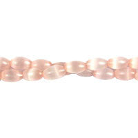 Cat's Eye Fiber Optic Glass Oval, Rice & Tube Beads - Pink - Rice - 5x8mm - 16-inch - unbranded beads for jewelry making