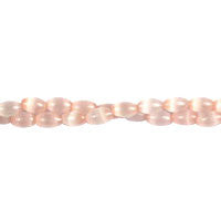 Cat's Eye Fiber Optic Glass Oval, Rice & Tube Beads - Light Pink Rice - 4x6mm - 16-inch - unbranded beads for jewelry making