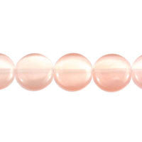Cat's Eye Fiber Optic Glass Coin & Round Beads - Pink - Coin - 14x14mm - 16-inch - unbranded beads for jewelry making