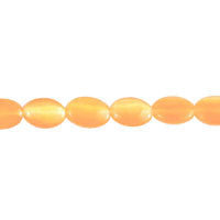 Cat's Eye Fiber Optic Glass Oval, Rice & Tube Beads - Peach Flat Oval - 10x14mm - 16-inch - unbranded beads for jewelry making