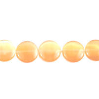 Cat's Eye Fiber Optic Glass Coin & Round Beads - Peach Coin - 12x12mm - 16-inch - unbranded beads for jewelry making