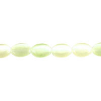 Cat's Eye Fiber Optic Glass Oval, Rice & Tube Beads - Light Mint Flat Oval - 8x10mm - 16-inch - unbranded beads for jewelry making