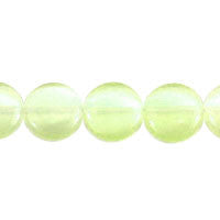 Cat's Eye Fiber Optic Glass Coin & Round Beads - Green - Coin - 14x14mm - 16-inch | SKU 97107 - unbranded beads for jewelry making