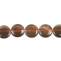 Cat's Eye Fiber Optic Glass Coin & Round Beads - Brown - Coin - 12x12mm - 16-inch - unbranded beads for jewelry making