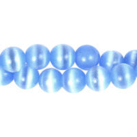 Cat's Eye Fiber Optic Glass Coin & Round Beads - Blue - Round - 10mm - 16-inch | SKU 97119 - unbranded beads for jewelry making