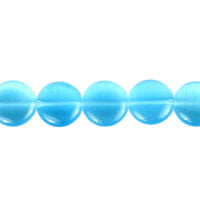 Cat's Eye Fiber Optic Glass Coin & Round Beads - Blue Coin - 12x12mm - 16-inch - unbranded beads for jewelry making