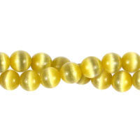 Cat's Eye Fiber Optic Glass Coin & Round Beads - Champagne Round - 10mm - 16-inch - unbranded beads for jewelry making