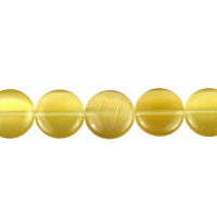 Cat's Eye Fiber Optic Glass Coin & Round Beads - Champagne Coin - 12x12mm - 16-inch - unbranded beads for jewelry making