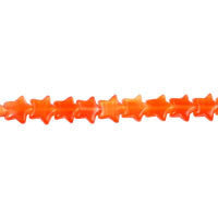 Cat's Eye Fiber Optic Glass Star Beads - Orange Red Star - 7x7mm - 16-inch - unbranded beads for jewelry making
